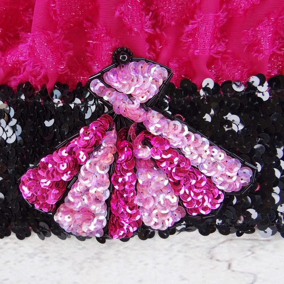 Vintage Frank Usher London Sequins Blouse Long Sleeve Open Back Size 8 - Picture 4 of 11